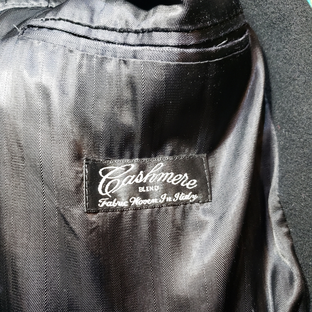 Casper Cashmere Men Black Long Coat Blend Fabric Wovem In Italy - Picture 3 of 5